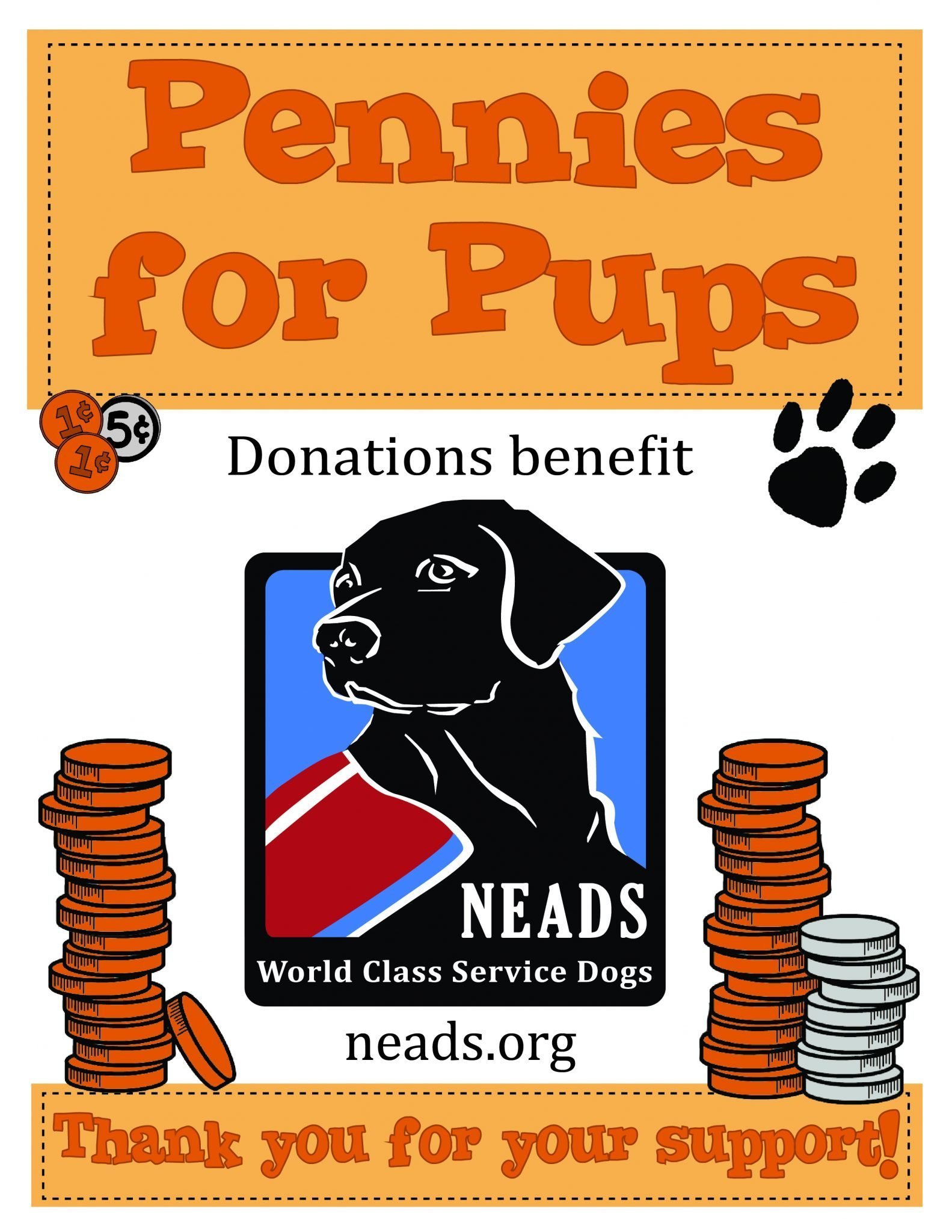 Pennies for Pups 8.5x11 sign